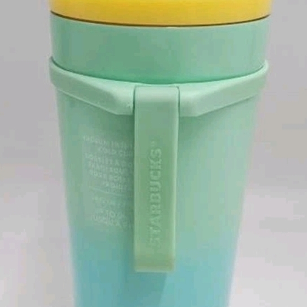 Starbucks Yellow and Mint 24 Oz Tumbler